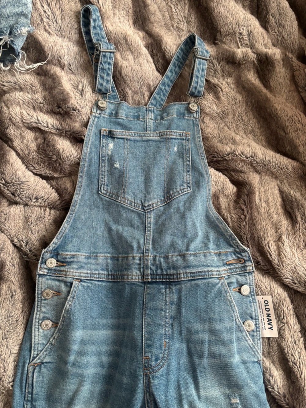 Old Navy Light Blue Denim Overalls with Silver Buttons
